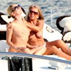 Second pic of Kate Moss sunbathing topless on the yacht and beach