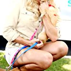 Fourth pic of Pamela Anderson in tiny shorts walk small doggys