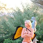 Third pic of Alison Angel - Frisky Alison Angel takes her clothes off and poses as naked butterfly in a park.