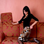 First pic of CUTIESINTIGHTS - Thin cutie with jet black hair poses in her nylons