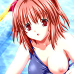 Fourth pic of Big titted hentai schoolgirls in swimsuits