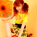Third pic of Pigtails Redhead In Yellow Plaid Skirt