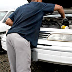 Fourth pic of Big Black Dick Mechanic Masturbating in the Junkyard