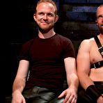 First pic of Bound Gods - Kinky pervert gay master in leather pants spanks the red ass of his sex slave abusing him in bdsm