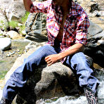 First pic of Big Dick Black Cowboy CJ Wright Masturbating in the woods