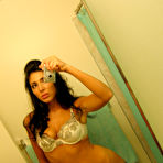Fourth pic of Brunette girlfriend posing in her bathroom mirror