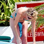 Second pic of Claire Sweeney sexy in blue bikini on the beach in Caribbean