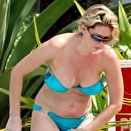 Fourth pic of Claire Sweeney sexy in blue bikini on the beach in Caribbean