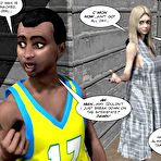 First pic of Teen blonde maid with fat big tits vs innocent ebony boy's huge cock in ridiculous 3D anime porn story and interracial comics