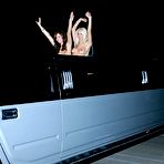 Fourth pic of horny lesbians licking in limousine