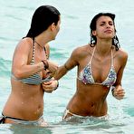 First pic of Elisabetta Canalis hard nipples and cameltoe in bikini on the beach