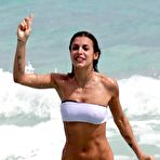 Third pic of Elisabetta Canalis hard nipples and cameltoe in bikini on the beach