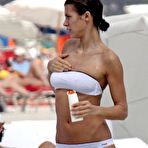 Fourth pic of Elisabetta Canalis hard nipples and cameltoe in bikini on the beach