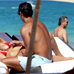 First pic of Rita Rusic boobsliup in red bikini on the beach