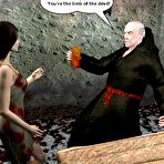 Second pic of Sexy witch seduced padre 3D xxx comics anime about young small tits brunette whore babe in bdsm bondage posing nude having pussy oral licking and hardcore with bald old lover hentai cartoon couple story