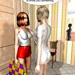 First pic of Crazy orgasm of lesbian couple 3D hentai comics anime about young nude redhead & small tits teen blonde babe model with long legs doing strapon dildo hardcore masturbation with latex penis cartoon manga fetish