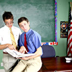 Second pic of Krys Perez plays a horny professor who's curious about the size of student Levon Meeks' cock his first gay sex  com at Teach Twinks