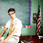 Third pic of Krys Perez plays a horny professor who's curious about the size of student Levon Meeks' cock his first gay sex  com at Teach Twinks