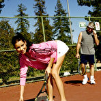 First pic of porn star Tanner Mayes sucks her experienced tennis coach on the court!