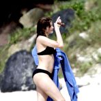 Second pic of Stephanie Seymour nipple slip in black bikini paparazzi shots