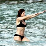 Third pic of Stephanie Seymour nipple slip in black bikini paparazzi shots