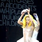 Third pic of Lady Gaga sexy performs in transparent plastic dress at the O2 Arena in Prague