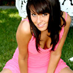 Second pic of Kissable Kaydin - Fuckable brunette chick Kissable Kaydin takes off her pink dress and shows her jugs.