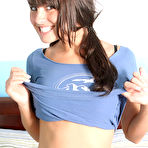 Second pic of Kissable Kaydin - Pigtailed teen hottie Kissable Kaydin takes off her blue top and shows her melons.