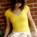 Second pic of Ariel Rebel - Sexy and horny solo babe, Ariel Rebel posing in her cute yellow shirt and white skirt