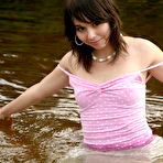 Fourth pic of Ariel Rebel - Ariel Rebel posing in her cute pink shirt and white skirt at the local lake