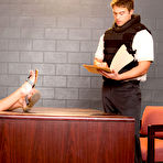 First pic of porn star Rebecca Blue fucks the police officer in the interrogation room!
