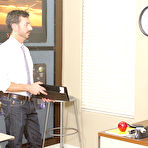 First pic of He bends his student over a stool and his desk, making the thin twink moan as he fucks him cum gay twink at Teach Twinks