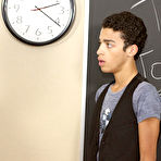 Second pic of He bends his student over a stool and his desk, making the thin twink moan as he fucks him cum gay twink at Teach Twinks