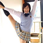 First pic of Ageha Yagyu Asian takes school uniform off showing flexibility