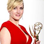 Fourth pic of Kate Winslet in red dress posing at Emmy Awards