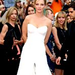 First pic of Uma Thurman in white night dress at Midnight In Paris premiere in Cannes 2011