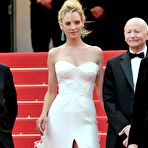 Third pic of Uma Thurman in white night dress at Midnight In Paris premiere in Cannes 2011
