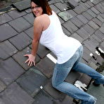 Second pic of Twenty year old chubby brunette student poses on the roof