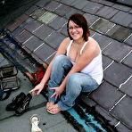 Fourth pic of Twenty year old chubby brunette student poses on the roof