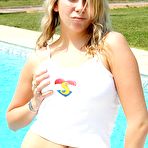 First pic of Clubseventeen Busty teen toying her pussy near a pool