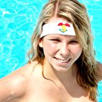 Second pic of Clubseventeen Busty teen toying her pussy near a pool