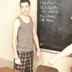 Second pic of After sucking every others dicks, Max Martin braces himself against the wall so Max Morgan can impale him with his cock gay blond twinks cum at Teach Twinks