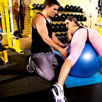 Second pic of Dani Daniels takes a drilling from her personal trainer in the gym