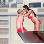 Fourth pic of Pregnant Danielle Lloyd in red bikini on the yacht in Dubai