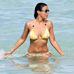 Second pic of Emmanuelle Chriqui deep cleavage in yellow bikini
