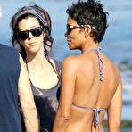 First pic of Halle Berry wearing a bikini top at a Malibu beach
