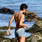 Third pic of Halle Berry wearing a bikini top at a Malibu beach