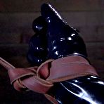 Third pic of SexPreviews - Marina in latex dress is bound and ball gagged her body toyed and made to orgasm