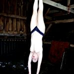 Fourth pic of SexPreviews - Dixon Mason is blindfolded and bound upside down in dark dungeon