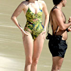 Second pic of Lily Cole nipple slip on a yacht in St. Barts